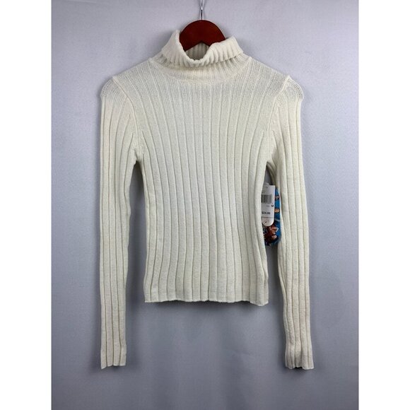 Energie Womens White Ribbed Turtleneck Sweater Size M Acrylic/Rayon/Spandex - Picture 1 of 5